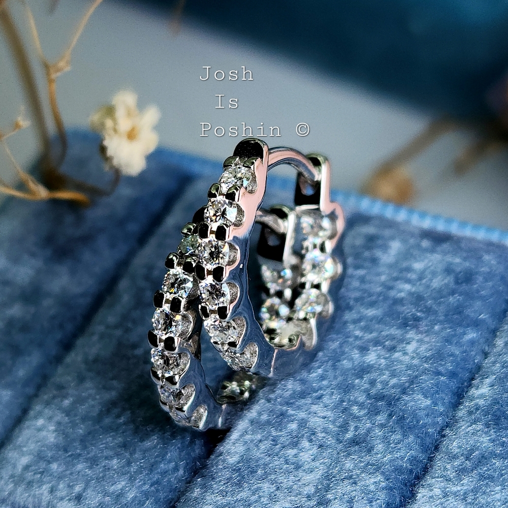 Moissanite hoop earrings in sterling silver